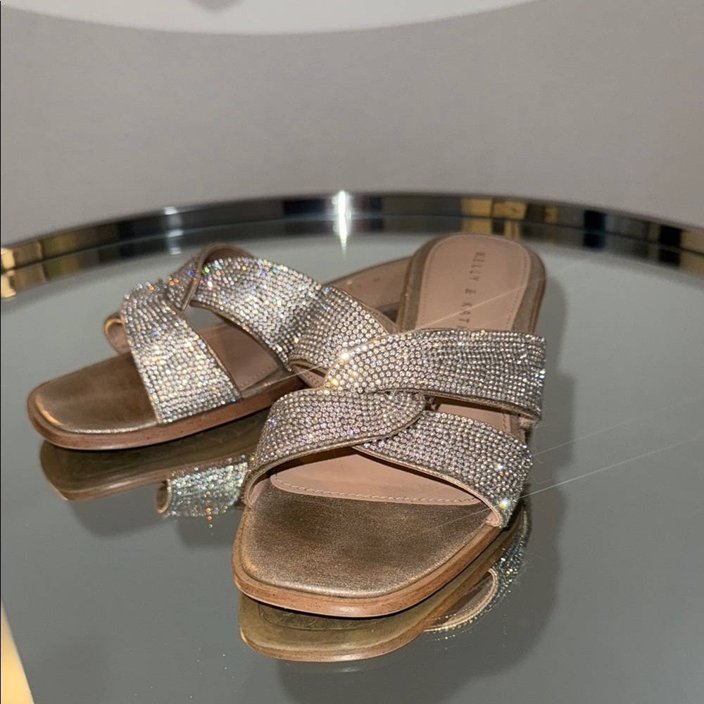 Kelly & Katie Silver and Gold Sandals with Rhinestone Embellishments